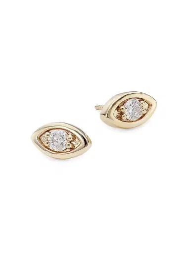 Sydney Evan Women's 14K Yellow Gold & Diamond Evil-Eye Stud Earrings | Thumbnail 1