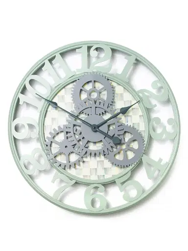 MacKenzie-Childs Sterling Check Farmhouse Wall Clock | Thumbnail 1 MacKenzie-Childs Sterling Check Farmhouse Wall Clock | Thumbnail 1