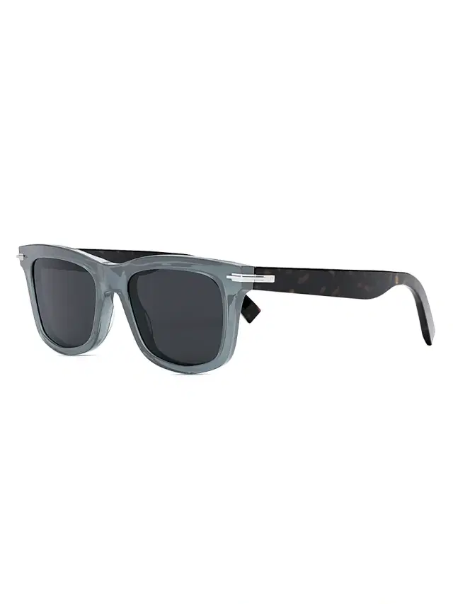 Dior Men's BlackSuit S11I 53MM Rectangular Sunglasses - Shiny Black Smoke