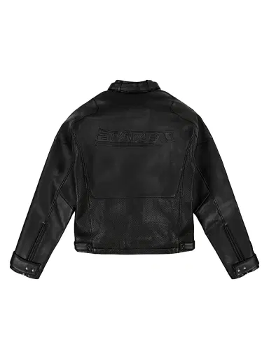 AVIREX Men's Black-Out Leather Racing Jacket - Black | Thumbnail 3