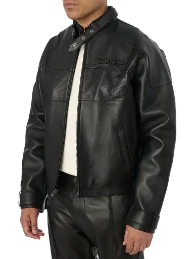 AVIREX Men's Black-Out Leather Racing Jacket - Black | Thumbnail 5