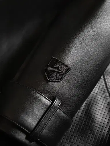 AVIREX Men's Black-Out Leather Racing Jacket - Black | Thumbnail 8