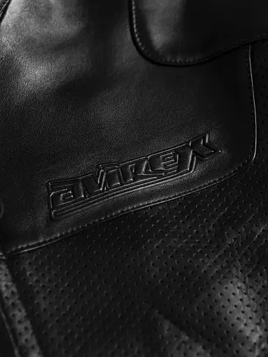 AVIREX Men's Black-Out Leather Racing Jacket - Black | Thumbnail 9
