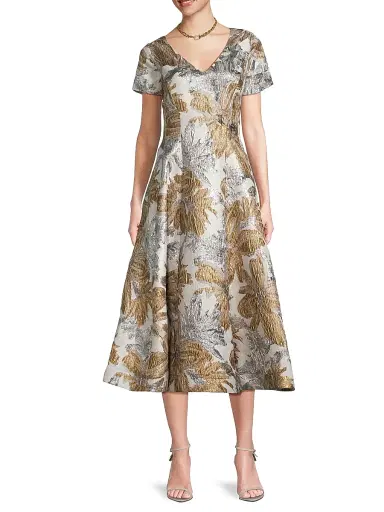 Shani Women's Jacquard Fit-&-Flare Cocktail Dress - White Gold - Size 8 | Thumbnail 2 Shani Women's Jacquard Fit-&-Flare Cocktail Dress - White Gold - Size 8 | Thumbnail 2