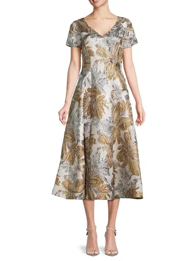 Shani Women's Jacquard Fit-&-Flare Cocktail Dress - White Gold - Size 8 | Thumbnail 3 Shani Women's Jacquard Fit-&-Flare Cocktail Dress - White Gold - Size 8 | Thumbnail 3