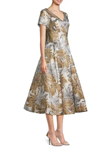 Shani Women's Jacquard Fit-&-Flare Cocktail Dress - White Gold - Size 8 | Thumbnail 4 Shani Women's Jacquard Fit-&-Flare Cocktail Dress - White Gold - Size 8 | Thumbnail 4