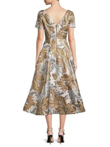 Shani Women's Jacquard Fit-&-Flare Cocktail Dress - White Gold - Size 8 | Thumbnail 5 Shani Women's Jacquard Fit-&-Flare Cocktail Dress - White Gold - Size 8 | Thumbnail 5