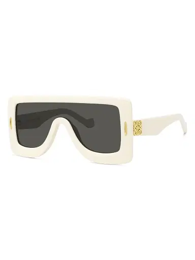 LOEWE Men's Chunky Anagram 140MM Mask Sunglasses - Ivory Smoke | Thumbnail 2