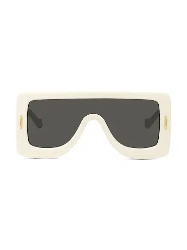 LOEWE Men's Chunky Anagram 140MM Mask Sunglasses - Ivory Smoke | Thumbnail 1