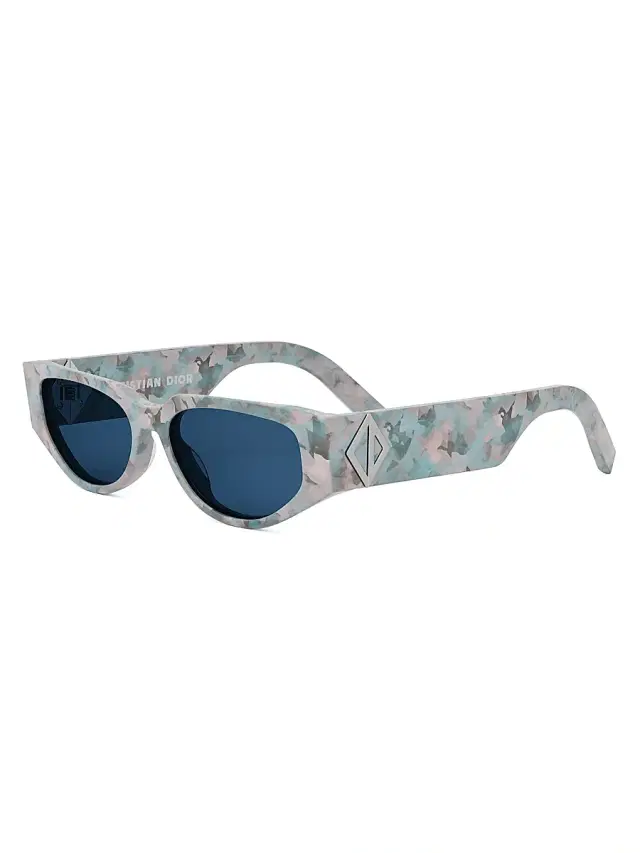 Dior Men's CD Diamond S7I Geometric Sunglasses - Pale Blue Havana Bright Blue