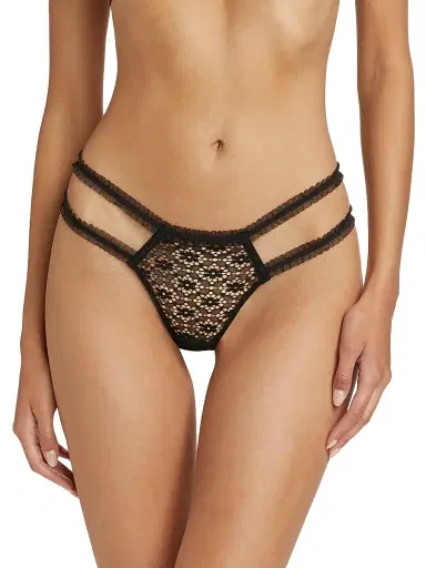 Kiki de Montparnasse Women's Chante Lace Thong - Black | Thumbnail 3