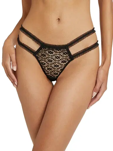 Kiki de Montparnasse Women's Chante Lace Thong - Black | Thumbnail 5