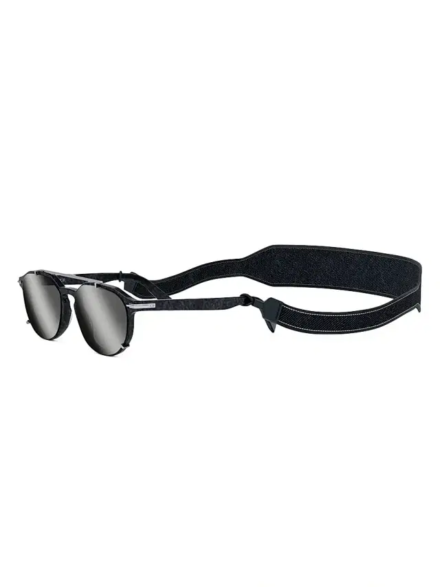 Men's Diorblacksuit RI 56MM Round Sunglasses - Blue Grey Mirror