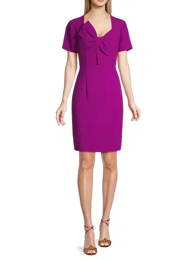 Shani Women's Twisted Bow Crepe Cocktail Dress - Wine - Size 16 | Thumbnail 2