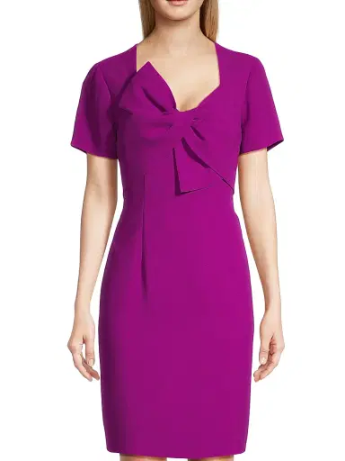 Shani Women's Twisted Bow Crepe Cocktail Dress - Wine - Size 16 | Thumbnail 3