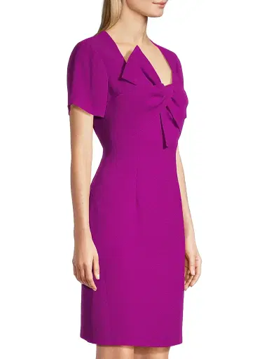 Shani Women's Twisted Bow Crepe Cocktail Dress - Wine - Size 16 | Thumbnail 4