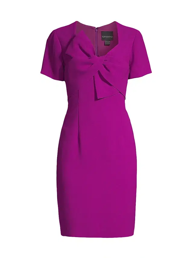 Women's Twisted Bow Crepe Cocktail Dress - Wine