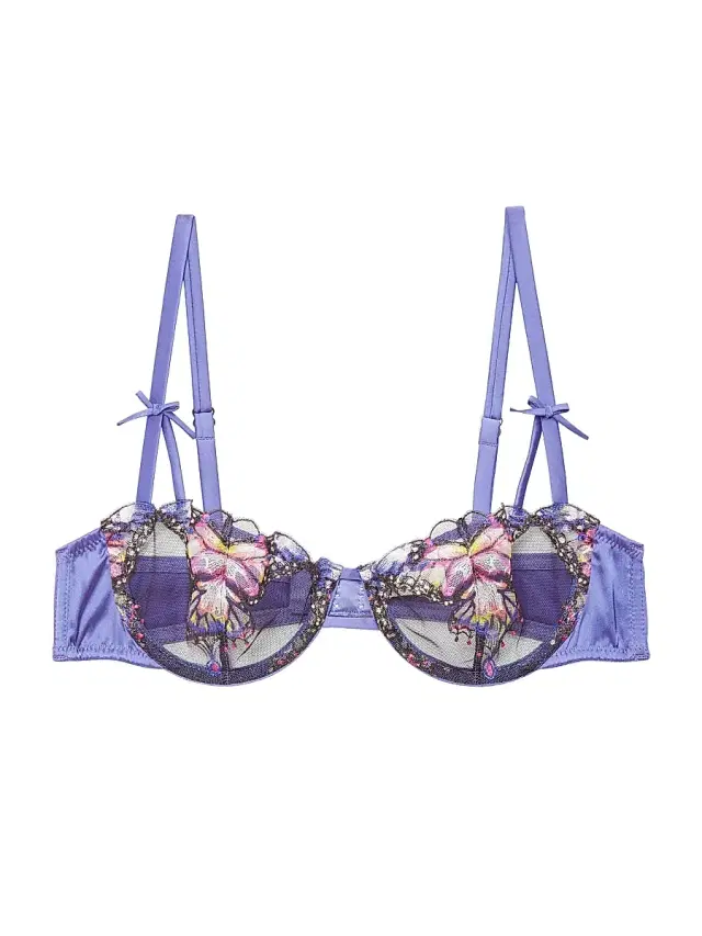 Women's Butterfly Embroidered Balconette Bra - Periwinkle