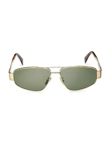 Celine Men's Metal Triomphe 57MM Pilot Sunglasses - Gold Light Green | Thumbnail 2 Celine Men's Metal Triomphe 57MM Pilot Sunglasses - Gold Light Green | Thumbnail 2