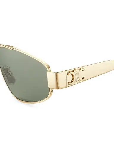 Celine Men's Metal Triomphe 57MM Pilot Sunglasses - Gold Light Green | Thumbnail 3 Celine Men's Metal Triomphe 57MM Pilot Sunglasses - Gold Light Green | Thumbnail 3