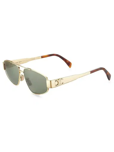 Celine Men's Metal Triomphe 57MM Pilot Sunglasses - Gold Light Green | Thumbnail 1 Celine Men's Metal Triomphe 57MM Pilot Sunglasses - Gold Light Green | Thumbnail 1