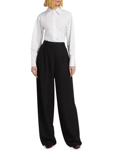 Co Women's Cotton Poplin Button-Up Shirt - White - Size Large | Thumbnail 2