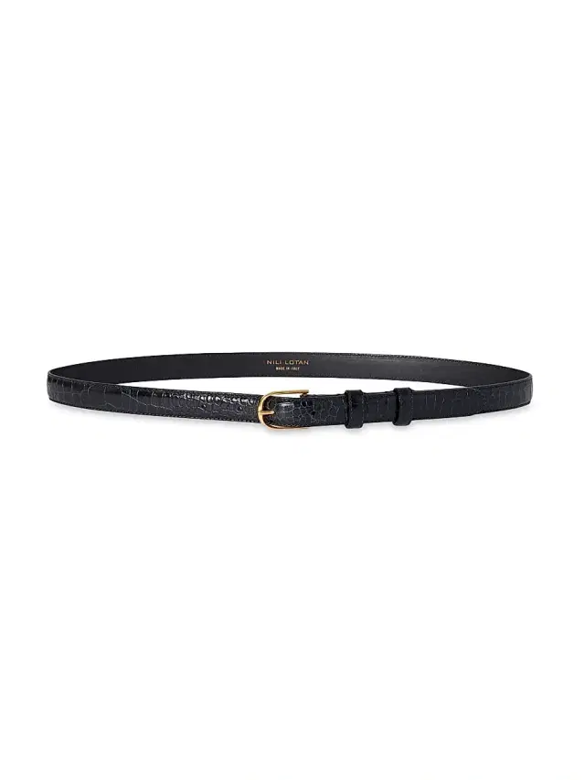 Nili Lotan Women's Jane Alligator-Embossed Leather Belt - Black