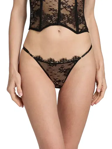 Kiki de Montparnasse Women's Jolie Lace G-String Thong - Black - Size Large | Thumbnail 3