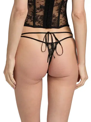 Kiki de Montparnasse Women's Jolie Lace G-String Thong - Black - Size Large | Thumbnail 4