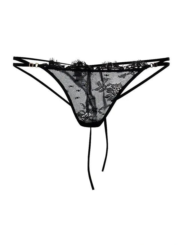 Women's Jolie Lace G-String Thong - Black