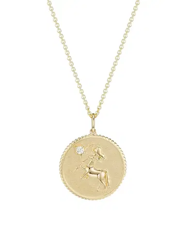 Sydney Evan Women's 14K Yellow Gold & Diamond Zodiac Medallion Pendant Necklace - Sagittarius | Thumbnail 1 Sydney Evan Women's 14K Yellow Gold & Diamond Zodiac Medallion Pendant Necklace - Sagittarius | Thumbnail 1