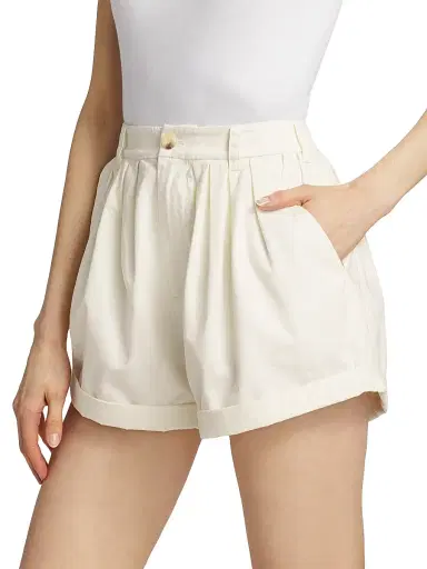 DÔEN Women's Paige Pleated Cotton Shorts - Salt - Size 8 | Thumbnail 4 DÔEN Women's Paige Pleated Cotton Shorts - Salt - Size 8 | Thumbnail 4