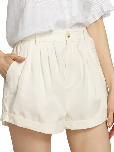 DÔEN Women's Paige Pleated Cotton Shorts - Salt - Size 8 | Thumbnail 6 DÔEN Women's Paige Pleated Cotton Shorts - Salt - Size 8 | Thumbnail 6