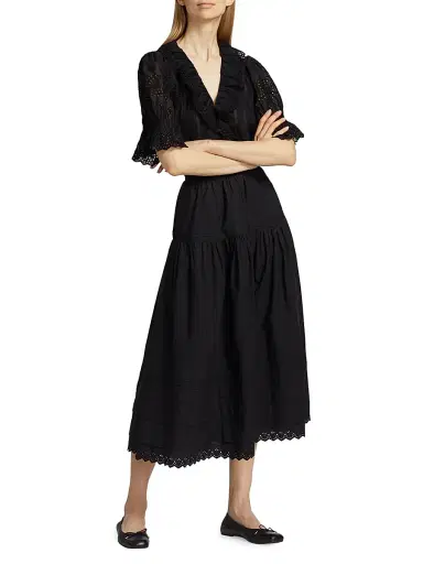 DÔEN Women's Sebastiane Cotton Midi-Skirt - Black - Size XS | Thumbnail 2