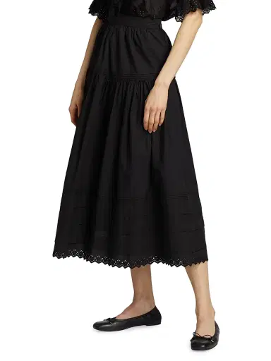 DÔEN Women's Sebastiane Cotton Midi-Skirt | Thumbnail 4