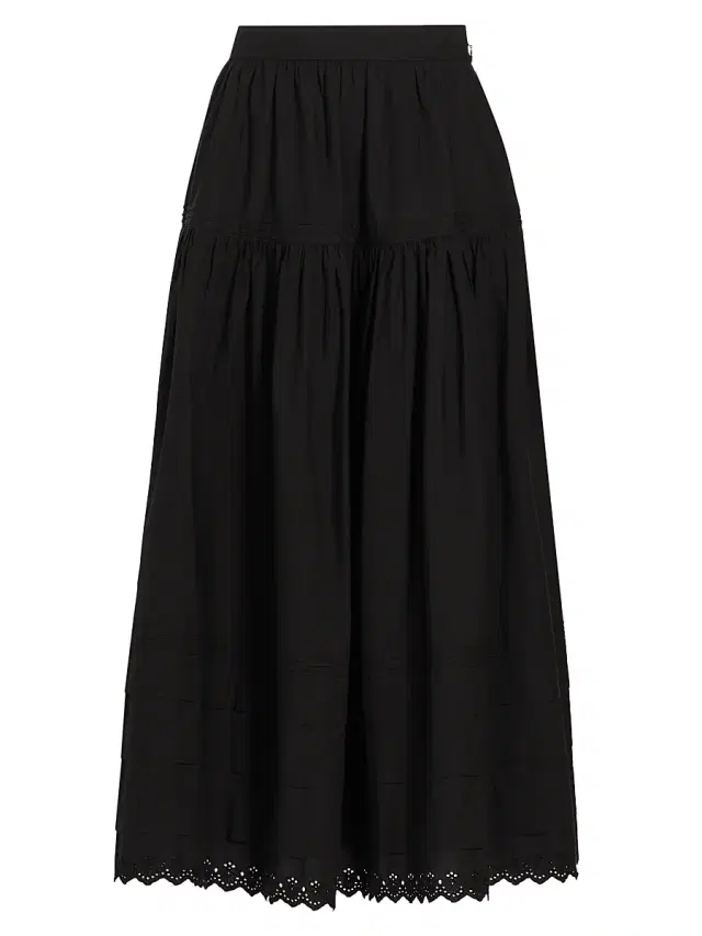 Women's Sebastiane Cotton Midi-Skirt - Black