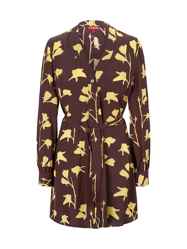 Staud Women's Babs Flora Tie-Waist Shirtdress - Earth Pressed Floral