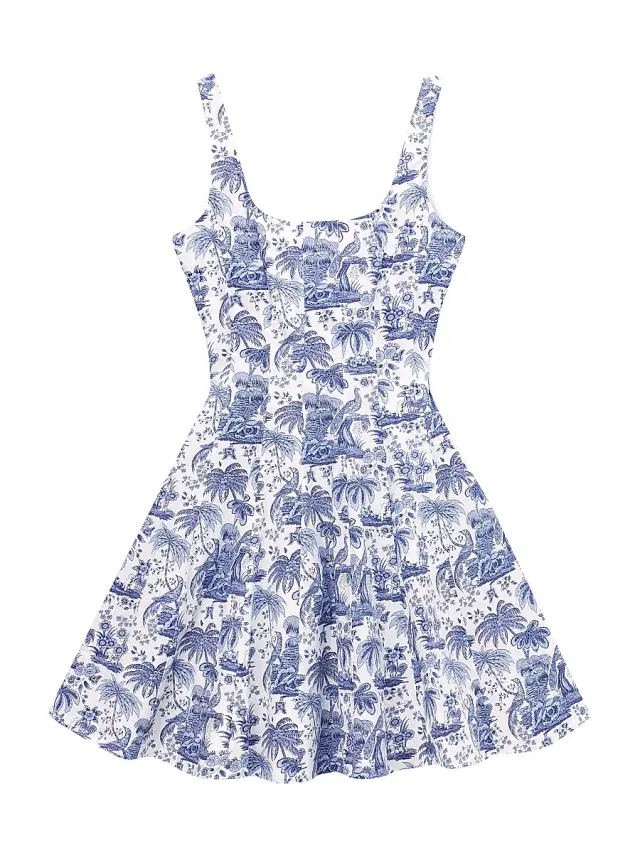 Staud Women's Wells Toile Cotton Poplin Minidress - Blue Toile