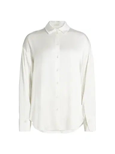 LAPOINTE Women's Multi-Way Double-Faced Satin Button-Front Shirt - White | Thumbnail 1 LAPOINTE Women's Multi-Way Double-Faced Satin Button-Front Shirt - White | Thumbnail 1