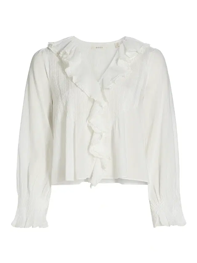 Women's Hardy Pintuck Cotton Shawl-Collar Blouse - Salt