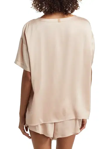 Lunya Women's Washable Silk T-Shirt & Shorts Set - Delicate Pink - Size XL | Thumbnail 5
