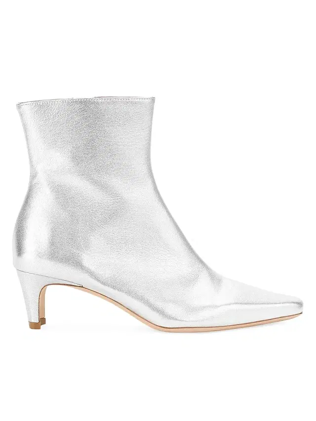 Women's Wally 55MM Metallic Leather Ankle Boots - Silver