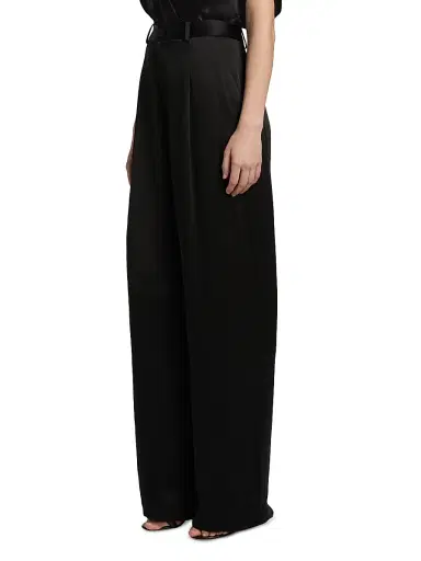 Lapointe Women's Satin Pleated Straight-Leg Pants - Black - Size 0 | Thumbnail 4