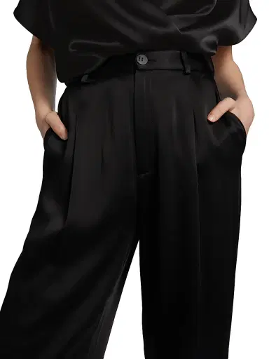 Lapointe Women's Satin Pleated Straight-Leg Pants - Black - Size 0 | Thumbnail 6