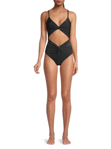 BEACH RIOT Women's Aviva Cut-Out One-Piece Swimsuit - Black - Size Large | Thumbnail 2