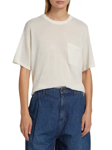 TWP Women's Big Boy Cashmere T-Shirt - Ivory - Size Large | Thumbnail 3 TWP Women's Big Boy Cashmere T-Shirt - Ivory - Size Large | Thumbnail 3
