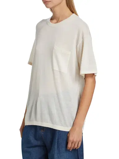 TWP Women's Big Boy Cashmere T-Shirt - Ivory - Size Large | Thumbnail 4 TWP Women's Big Boy Cashmere T-Shirt - Ivory - Size Large | Thumbnail 4
