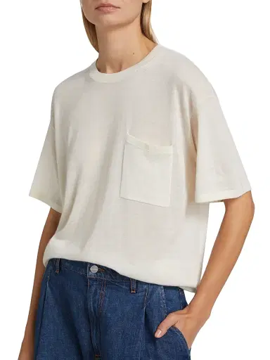 TWP Women's Big Boy Cashmere T-Shirt - Ivory - Size Large | Thumbnail 6 TWP Women's Big Boy Cashmere T-Shirt - Ivory - Size Large | Thumbnail 6