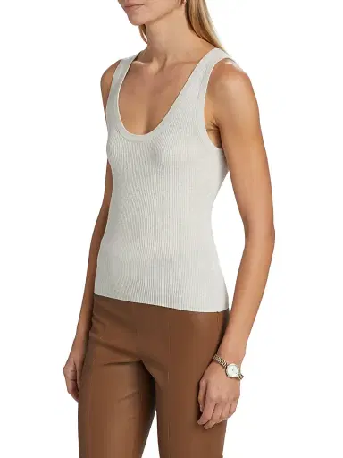 TWP Women's Merino Wool Knit Scoopneck Tank - White Heather Grey - Size XL | Thumbnail 4
