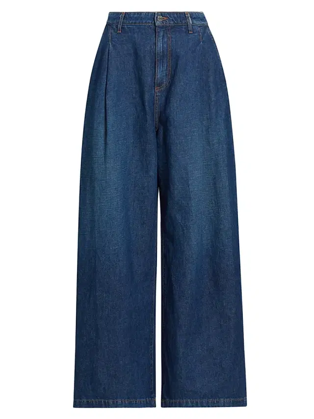 TWP Women's Greene St Cotton-Linen Wide-Leg Pants - Dark Wash